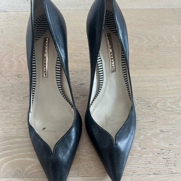 Sophia Webster Black Leather Heels - Picture 1 of 5